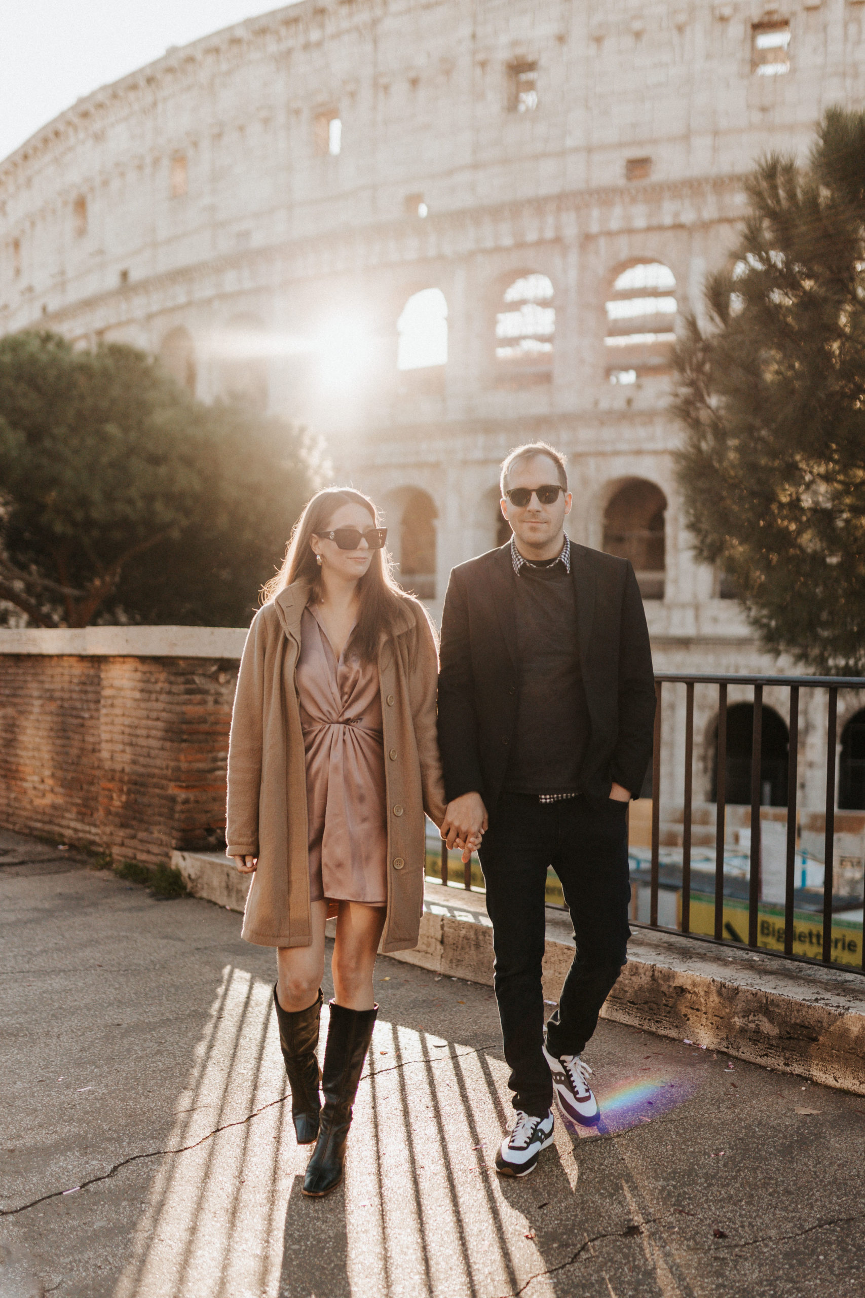 Rome Engagement photography outside the colosseum